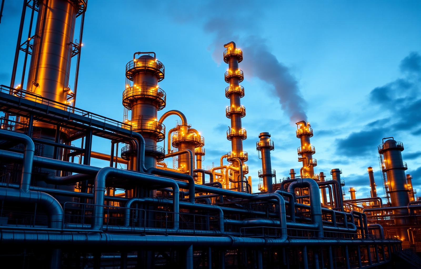 Industrial refinery at dusk